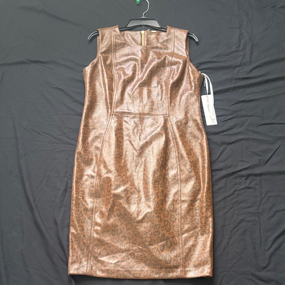 Calvin Klein Metallic Brown Midi Dress